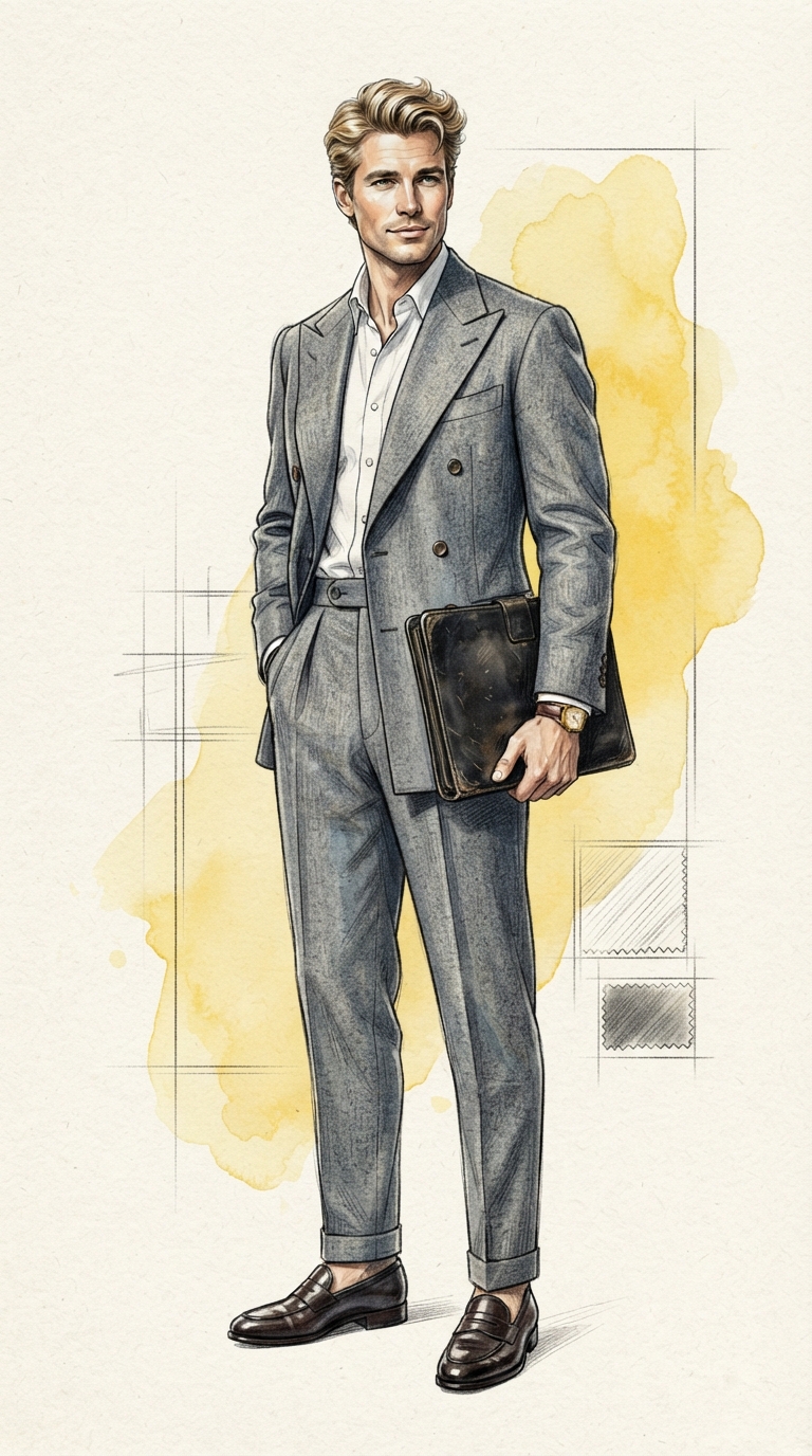 A Man In A Suit And Tie With A Briefcase - Vintage illustration of a man in a suit and tie with a briefcase. by Juan Fernando Pacheco