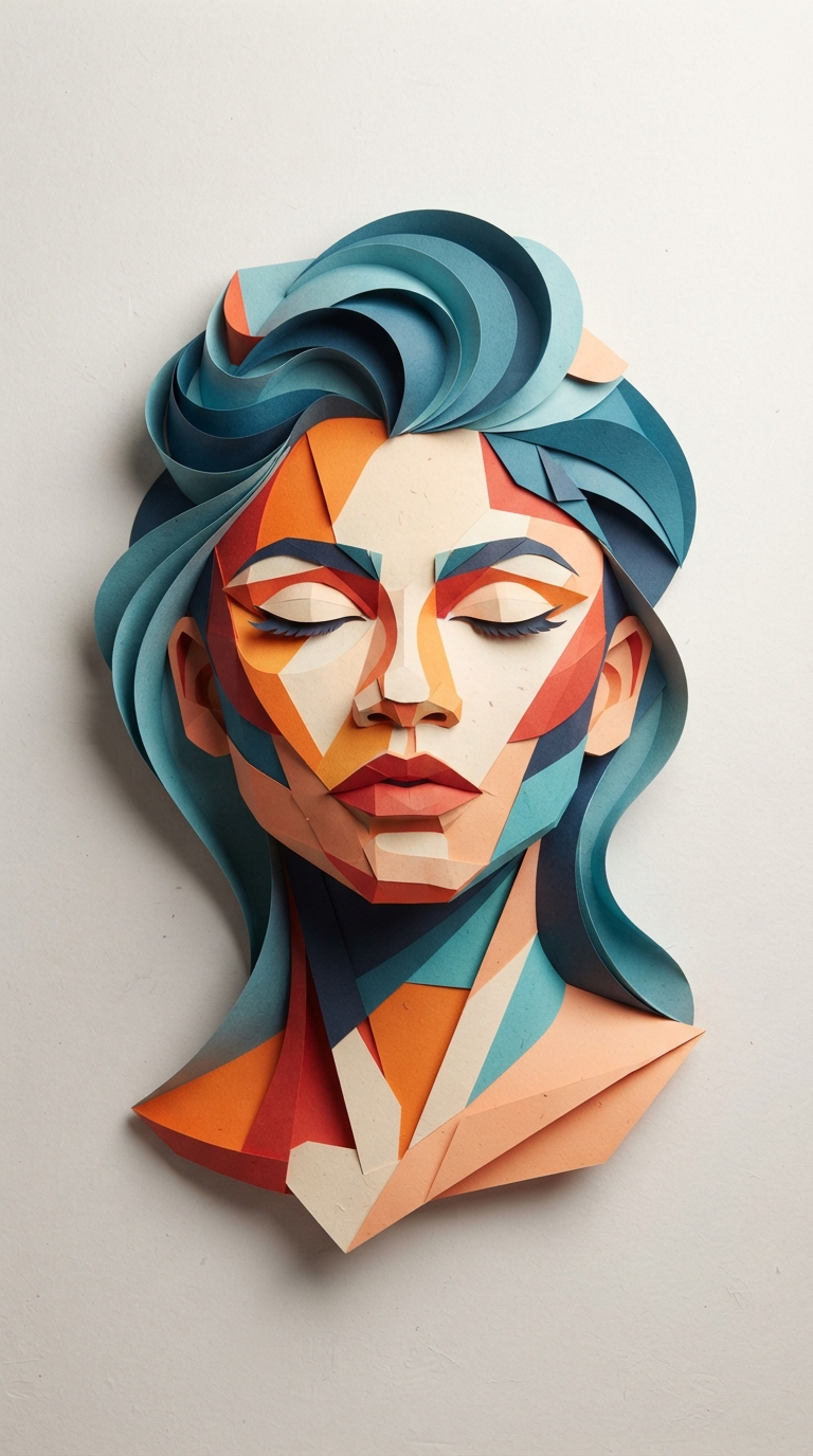 A Paper Sculpture Of A Woman S Face - Vintage illustration of a paper sculpture of a woman's face. by Juan Fernando Pacheco