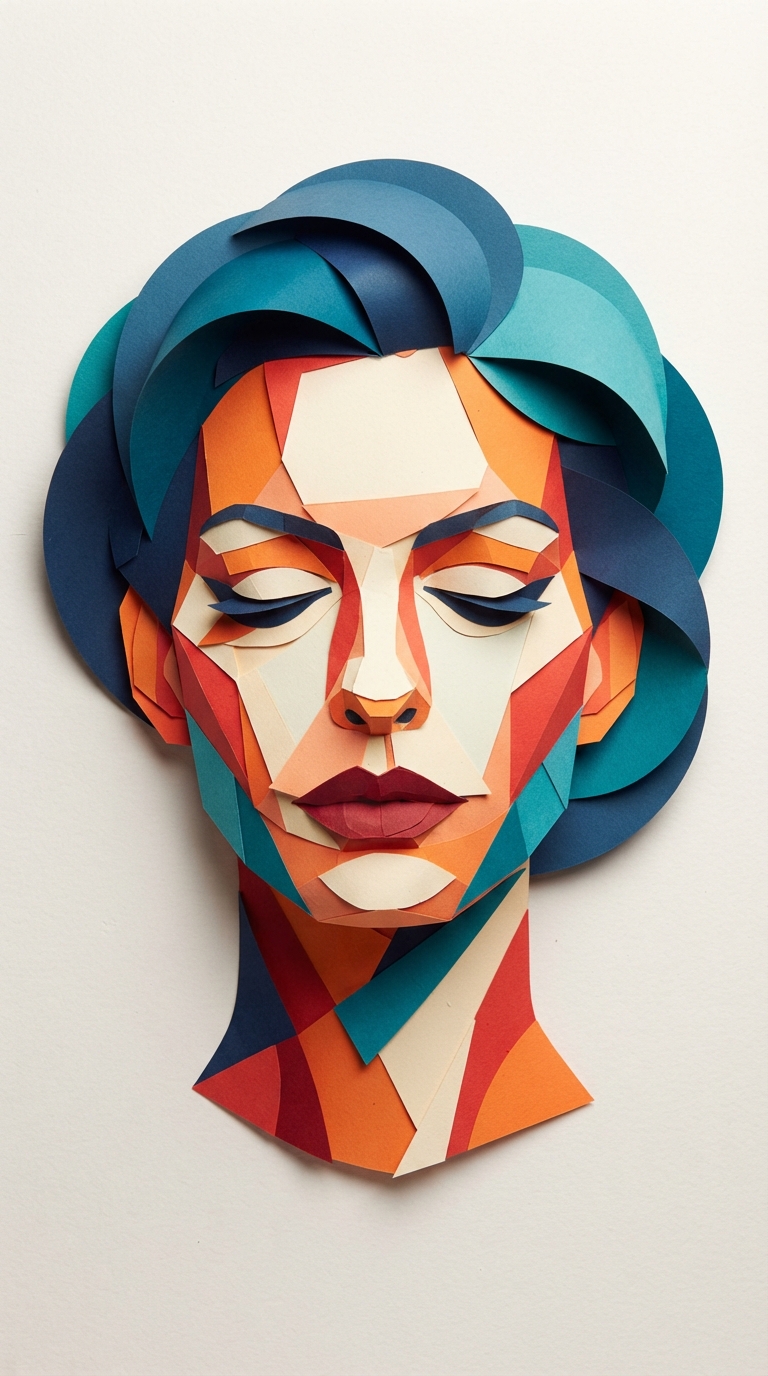 A Woman S Face Made Out Of Paper 1 - Vintage illustration of a woman's face made out of paper, variation 1. by Juan Fernando Pacheco