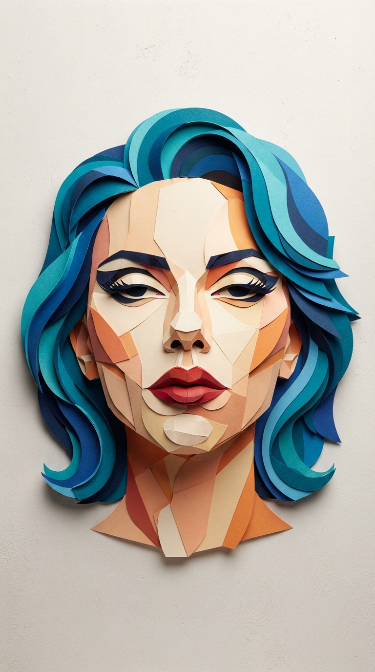 A Woman S Face Made Out Of Paper 3 - Vintage illustration of a woman's face made out of paper, variation 3. by Juan Fernando Pacheco