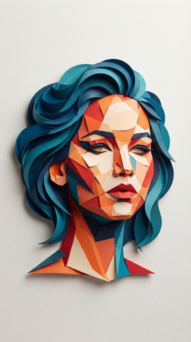 A Woman S Face Made Out Of Paper 4 - Vintage illustration of a woman's face made out of paper, variation 4. by Juan Fernando Pacheco