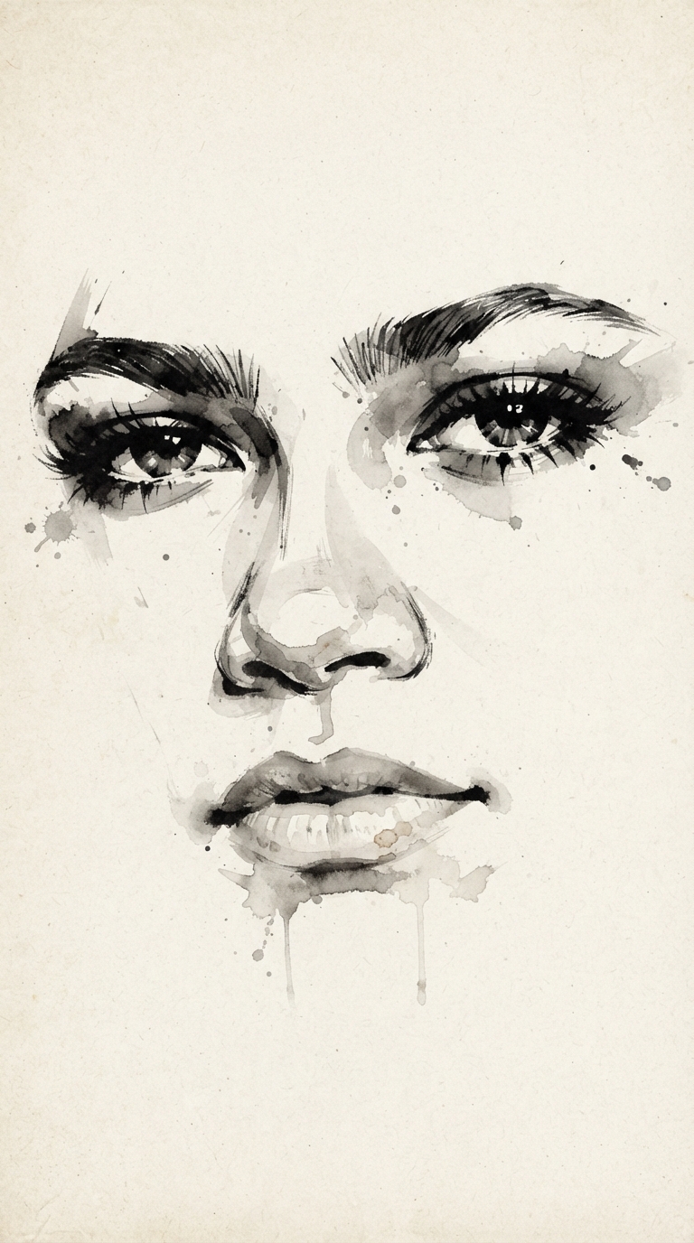 A Woman S Face With A Black And White Background - Vintage illustration of a woman's face with a black and white background. by Juan Fernando Pacheco