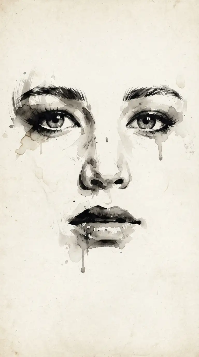 Vintage digital illustration of Drawing of a Woman's Face, optimized for large-format wall art printing at 300 DPI