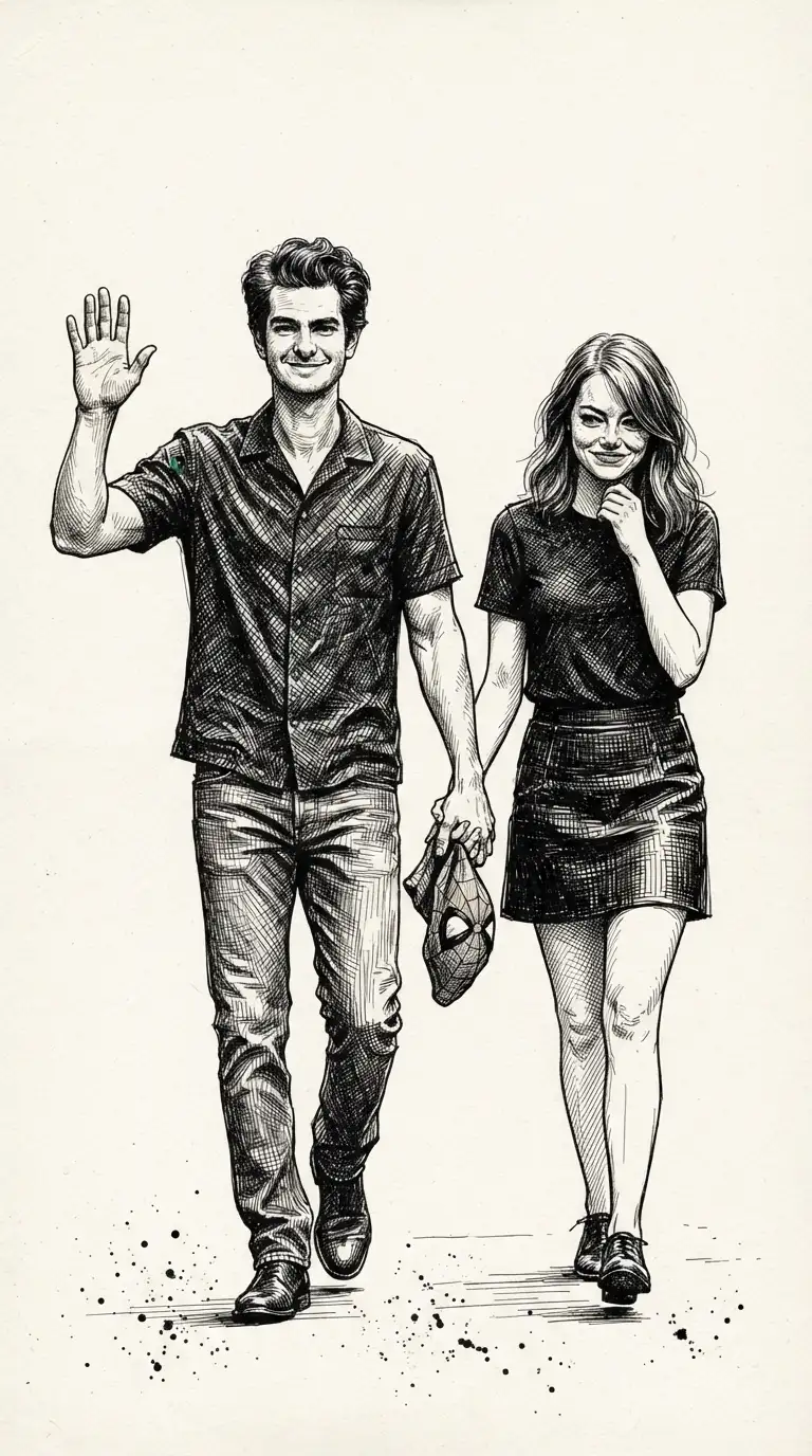 Vintage digital illustration of Man and Woman Walking, optimized for large-format wall art printing at 300 DPI