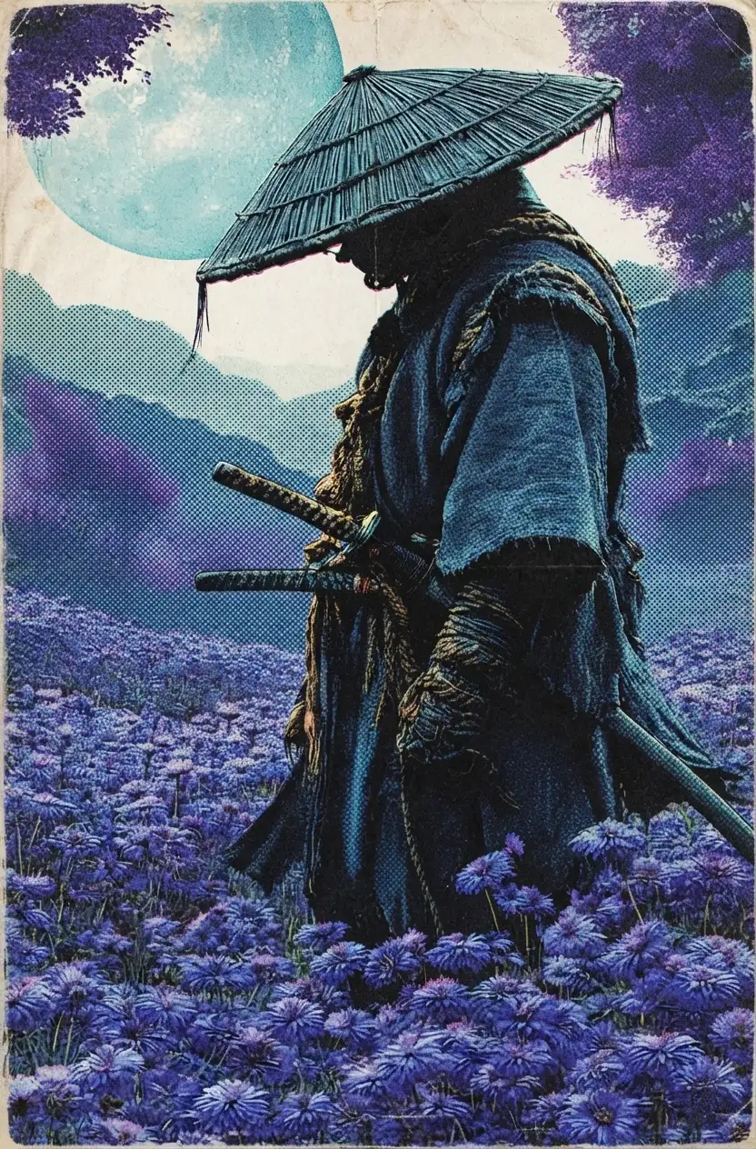 Vintage digital illustration of Man with an Umbrella, optimized for large-format wall art printing at 300 DPI