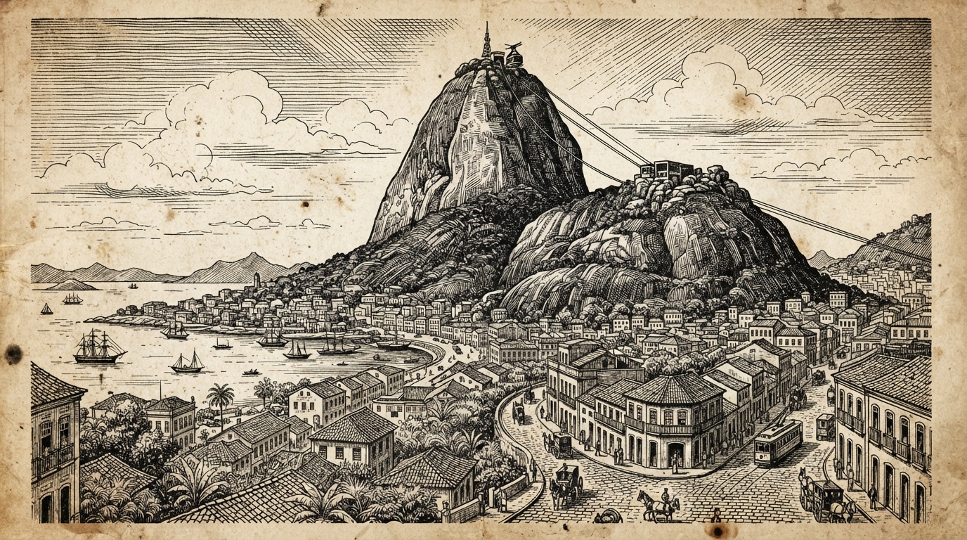 Pao De Acucar Rio De Janeiro Brasil - Vintage illustration of Pao de Acucar Rio de Janeiro Brasil. by Juan Fernando Pacheco