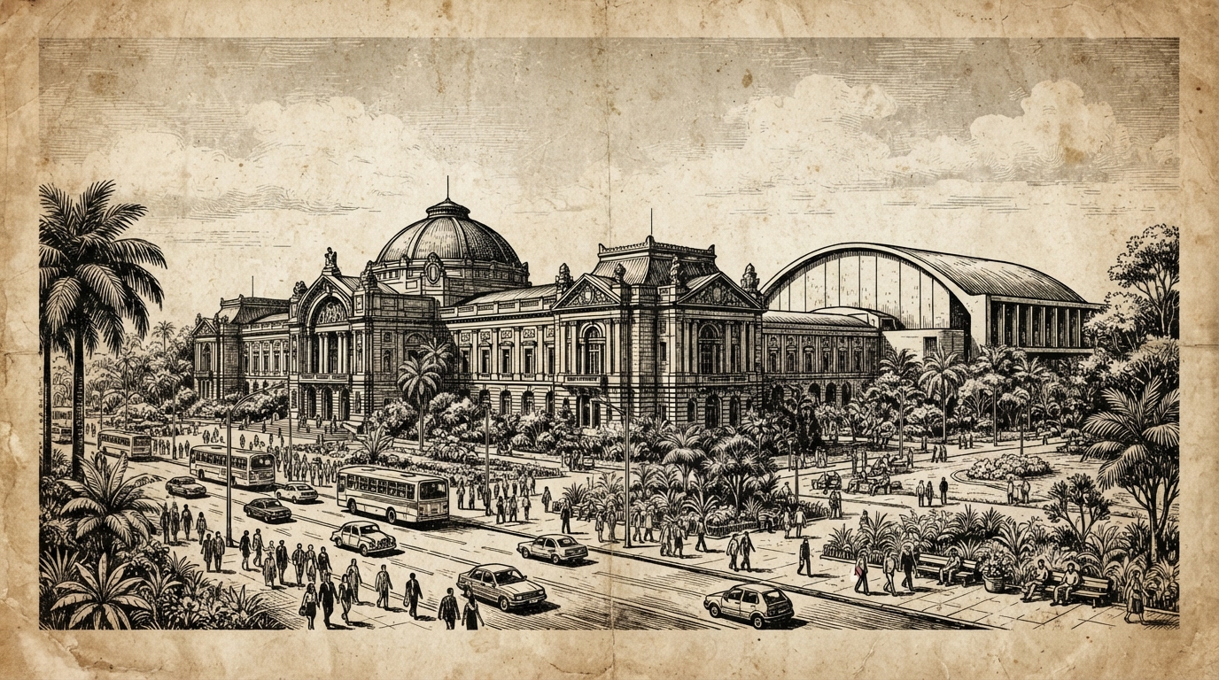 Parque Ibirapuera Sao Paulo Brasil - Vintage illustration of Parque Ibirapuera Sao Paulo Brasil. by Juan Fernando Pacheco