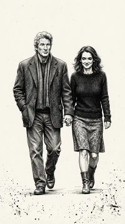 Vintage digital illustration of Drawing of a Man and Woman Walking, optimized for large-format wall art printing at 300 DPI