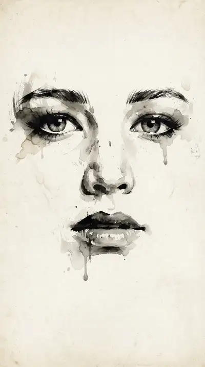 Vintage digital illustration of Drawing of a Woman's Face, optimized for large-format wall art printing at 300 DPI