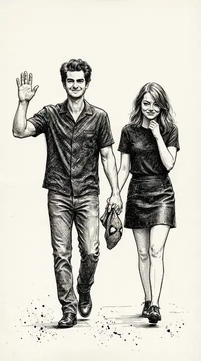 Vintage digital illustration of Man and Woman Walking, optimized for large-format wall art printing at 300 DPI