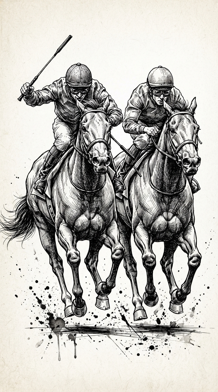 Two Polo Players On Horses - Vintage illustration of two polo players on horses. by Juan Fernando Pacheco