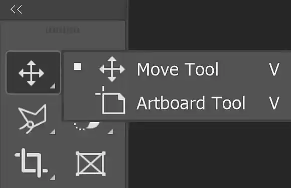 Photoshop’s long-press ‘v’ reveals move tool options