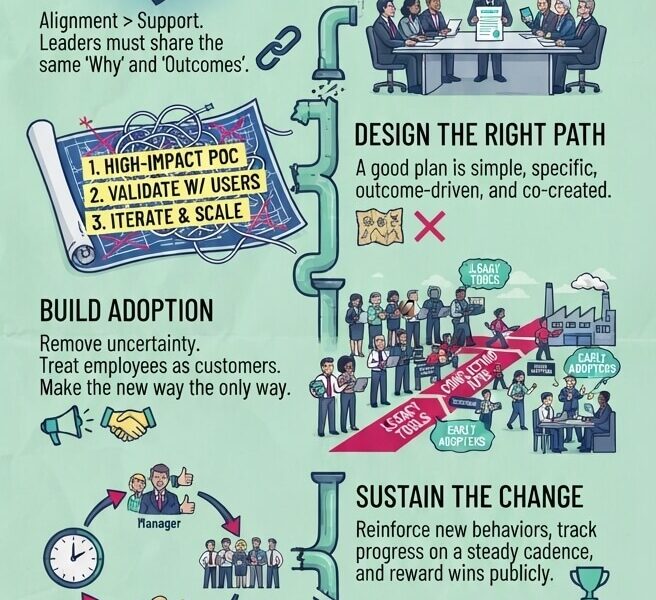 An infographic titled "Why 90% of Performance Transformations Fail Before They Even Begin" set against a soft green background. It outlines a six-step business framework focusing on diagnostics, leadership alignment, path design, adoption, sustainability, and results, concluding with a 6-question gate review and a reference to www.juanfernandopacheco.com.